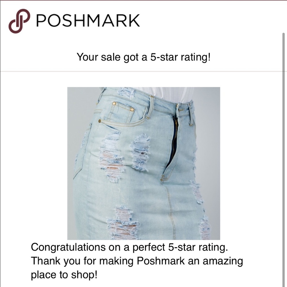 #3 DISTRESSED DENIM MIDI SKIRT 100% COTTON! - Picture 5 of 5
